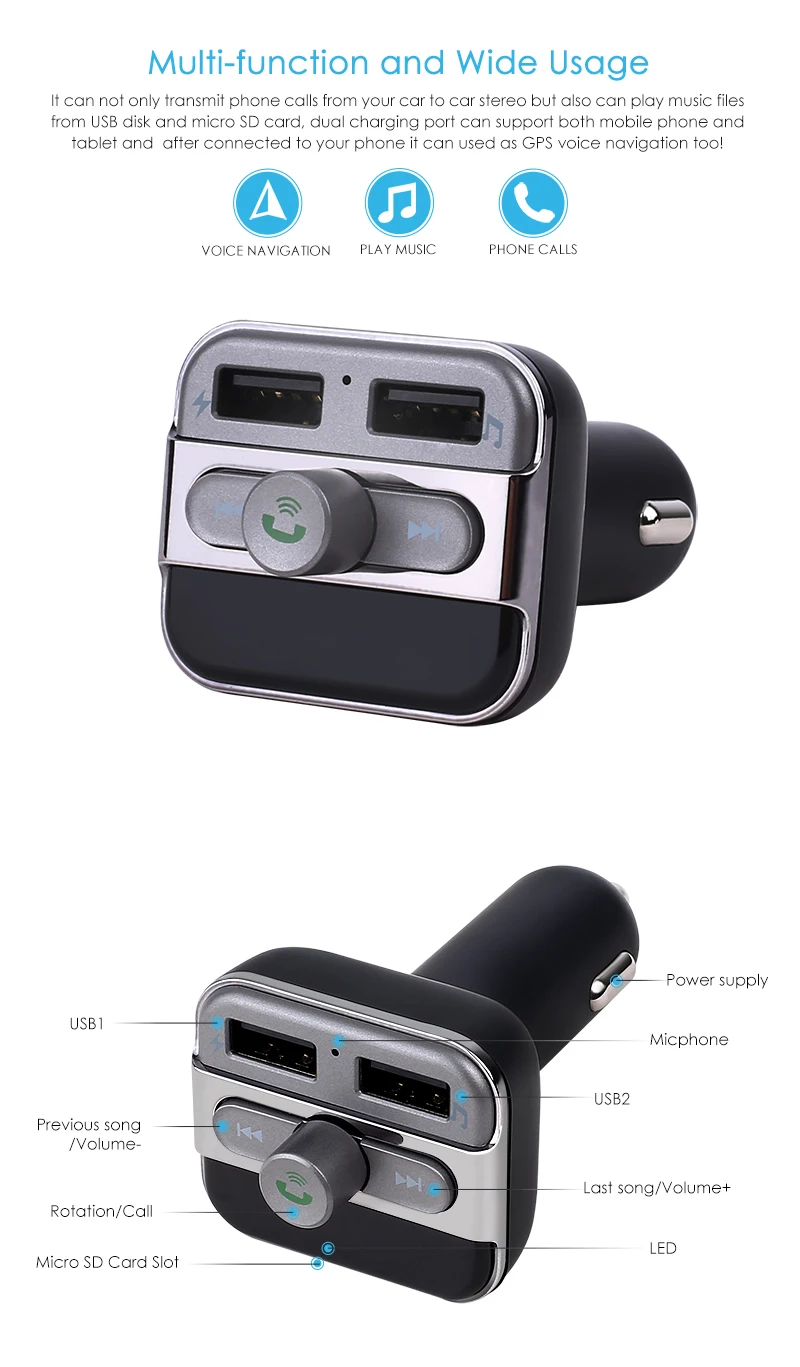 Тыква LED Bluetooth Hands Free беспроводной музыкальный приемник автомобильный комплект fm