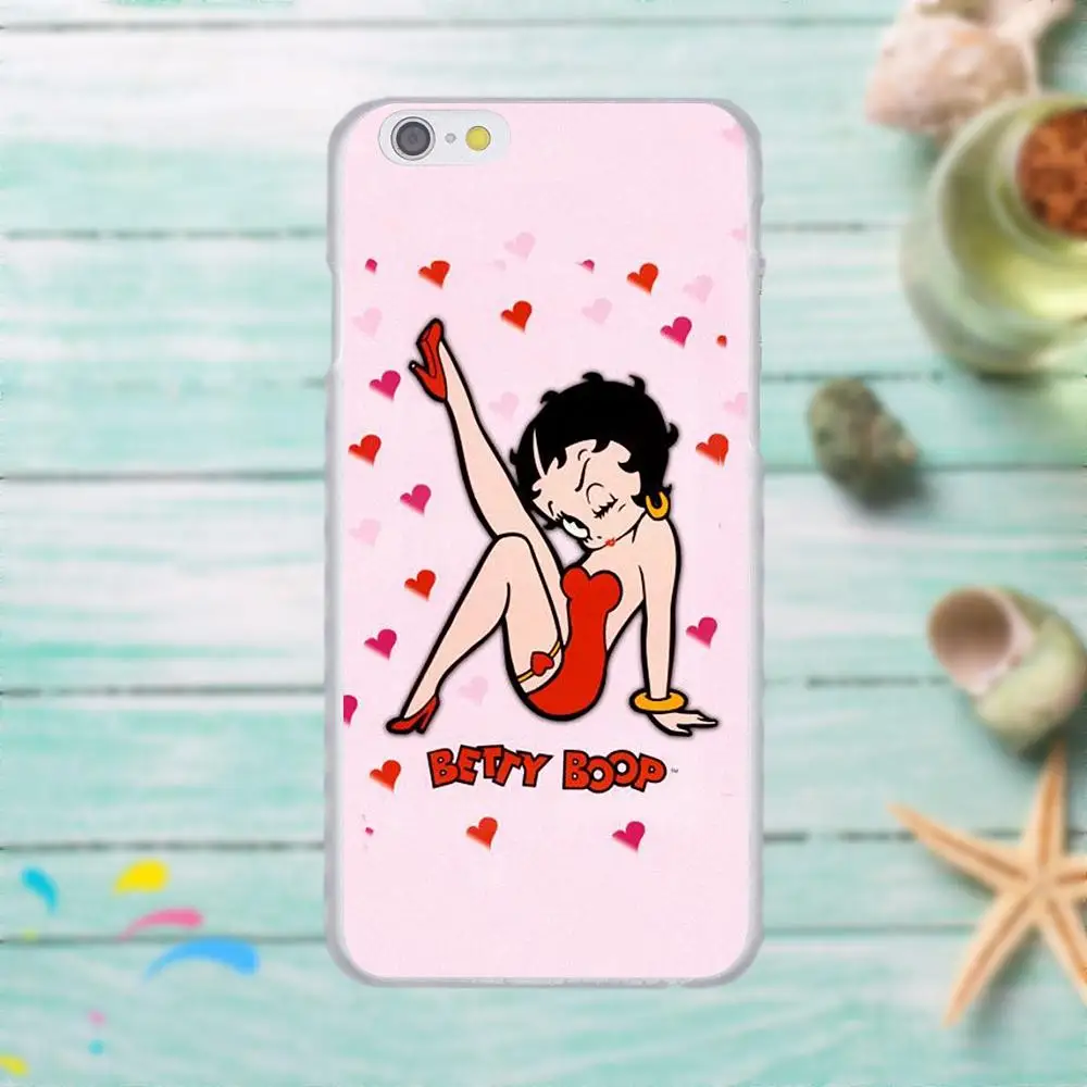 Cubierta Betty Boop En Un Vidrio Para Для Apple iPhone 4 4S 5 5C SE 6 6S 7 8 Plus X для LG G3 G4 G5 G6 K4 K7 K8 K10 V10