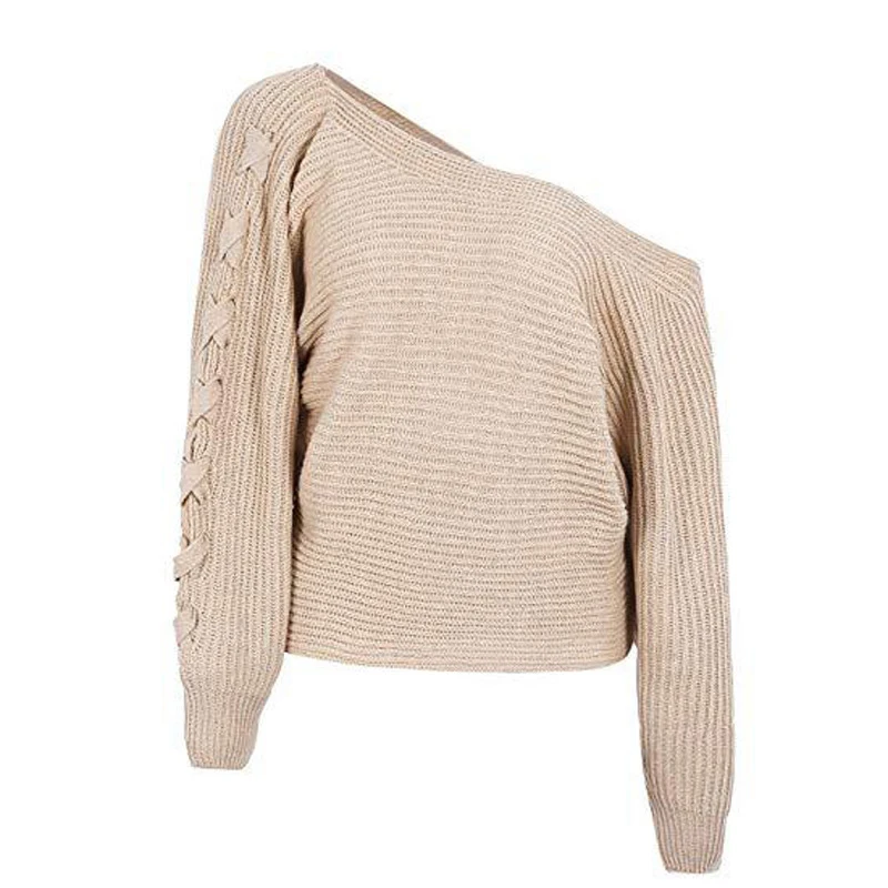Europe Sexy Knitted Sweater Slash Neck Women Batwing Sleeve Sweaters Loose Solid Long Jumper Outerwear Pullover Street | Женская одежда