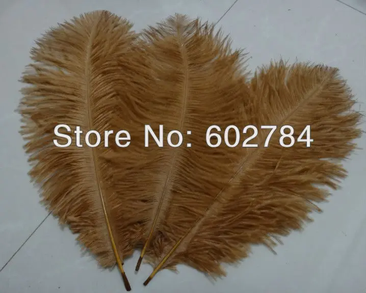 

Free Shipping 100pcs/lot gold / brown ostrich drab feather ostrich plumage 30-35CM 12-14inch for wedding decoration