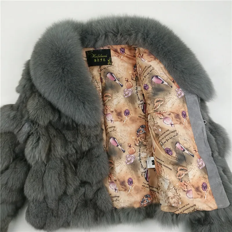 ETHEL ANDERSON Luxury Genuine Real Fox Fur Jackets&Coats With Fox Fur Collar For Ladies Short Fox Fur Outerwear In Fur Garments