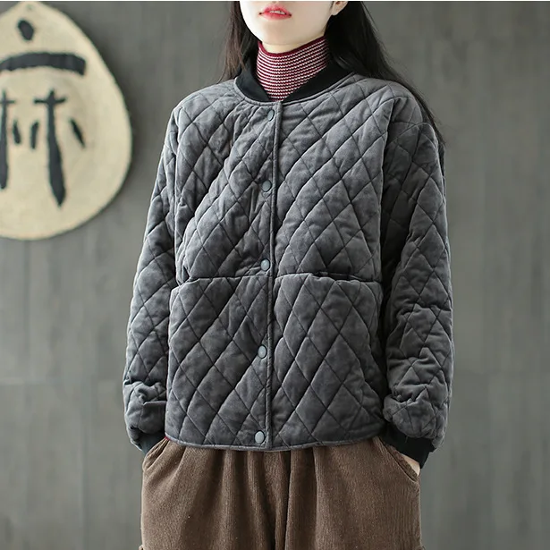 Argyle Parkas женские осенние зимние однотонные винтажные карманы однобортный прямой