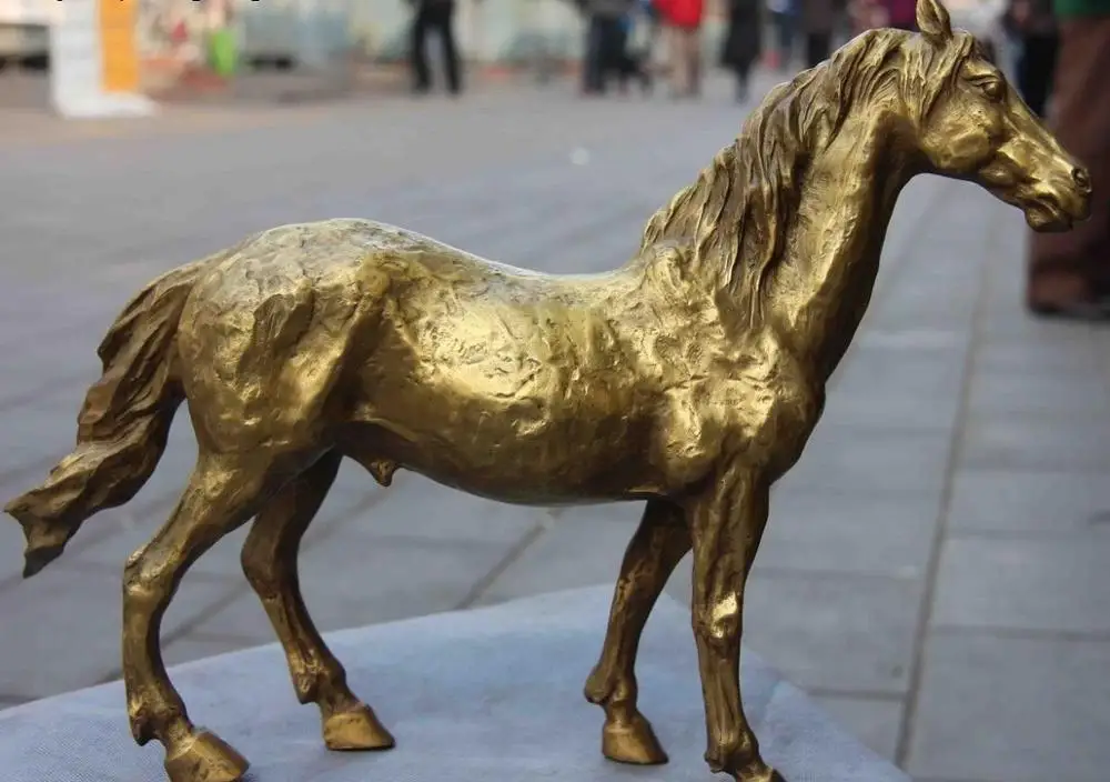 

12 Royal Palace Brass Copper Feng Shui Auspicious Zodia Horse Steed Art Statue