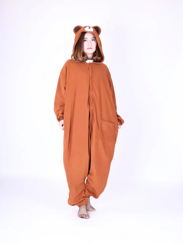 Аниме коричневый медведь Onesie взрослых животных Косплей Костюм для женщин мужчин