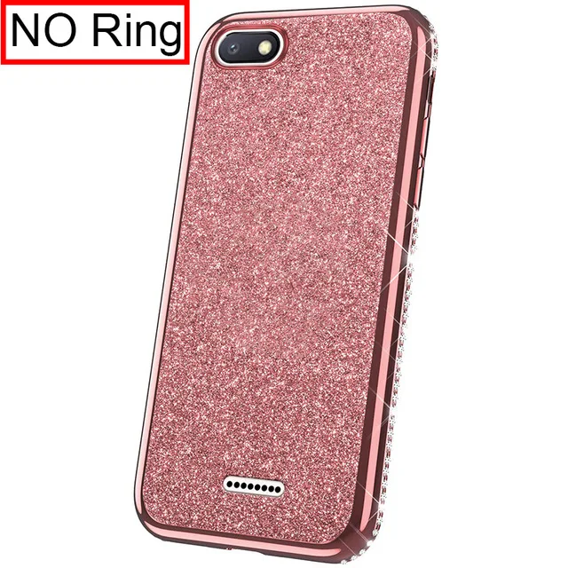 Rose Чехол со стразами и блестками для Xiaomi Mi A2 lite RedMi Note 7 8 Pro 7s 6 6A 6 PRO 5 Plus Note 5 Pro K20 с магнитным кольцом на палец 360 - Цвет: Rose