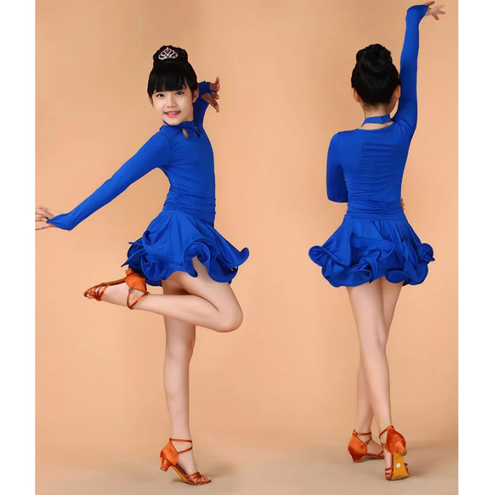 Платье с длинными рукавами для девочек латиноамериканских танцев детские