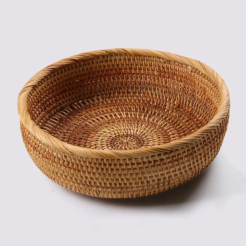 

Creative Hand-woven Rattan Storage Basket Snack Fruit Daily Storage Basket Retro Home Living Room Storage Supplies