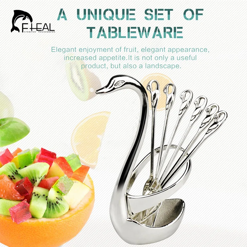 FHEAL модные креативные высококлассные посуда Лебедь фруктовый десерт набор вилок