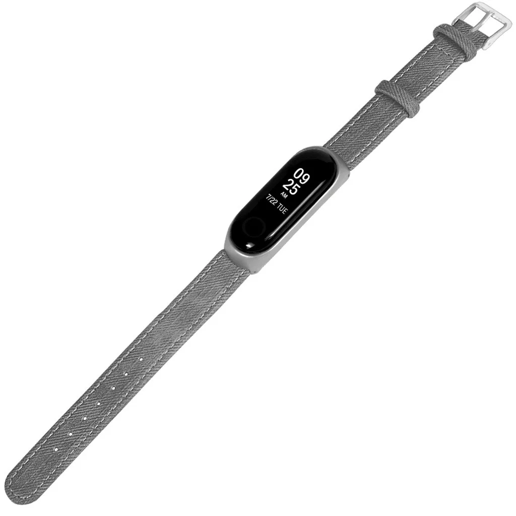 Ремешок на запястье для Xiaomi Mi Band 4 джинсовый металлический каркас Смарт часы