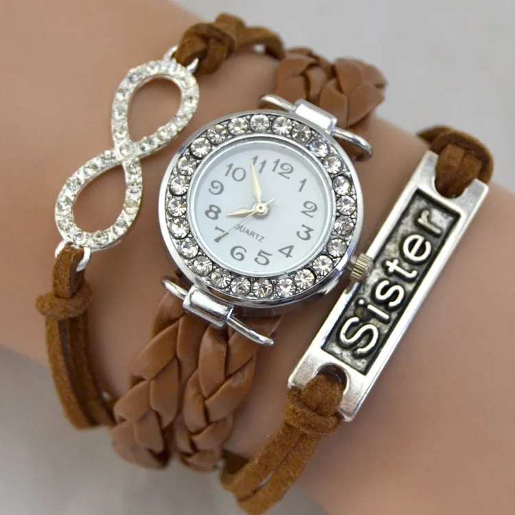 

Pulseira Masculina Fashion Sister Infinity Rope bracelet Hand-woven silver Korean Velvet bracelet Fashion Wrap Leather Jewelry