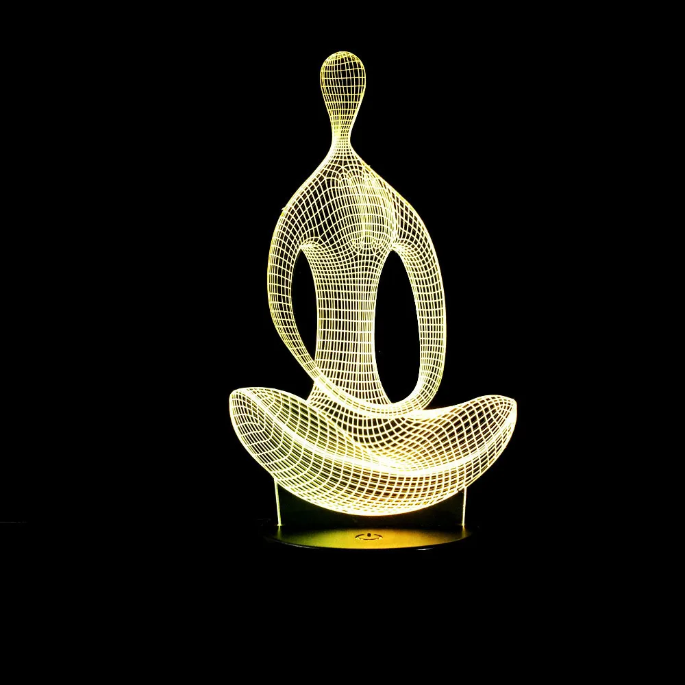 

Yoga Meditation Colorful Touch 3d Nightlight Usb Led Stereo Stereo Lamp Novelty Usb Led 3d Lamp Night Light