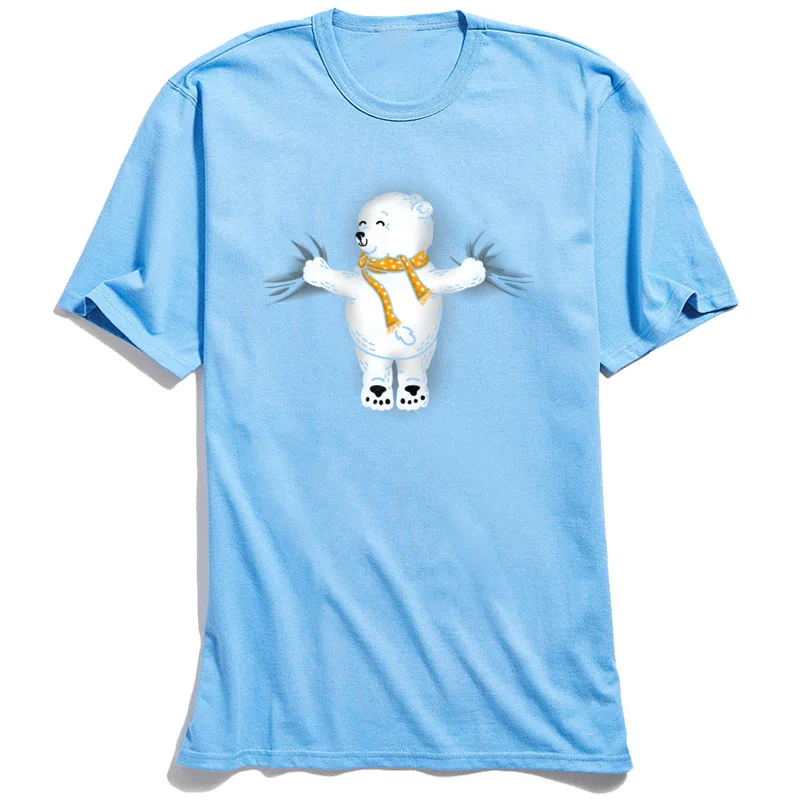 Tops &amp Tees Men Lovely T Shirt Polar Bear Hug O-Neck T-Shirt Summer Fall 2018 Fashion 100% Cotton Fabric 3D Cartoon Print Tshirt | Мужская