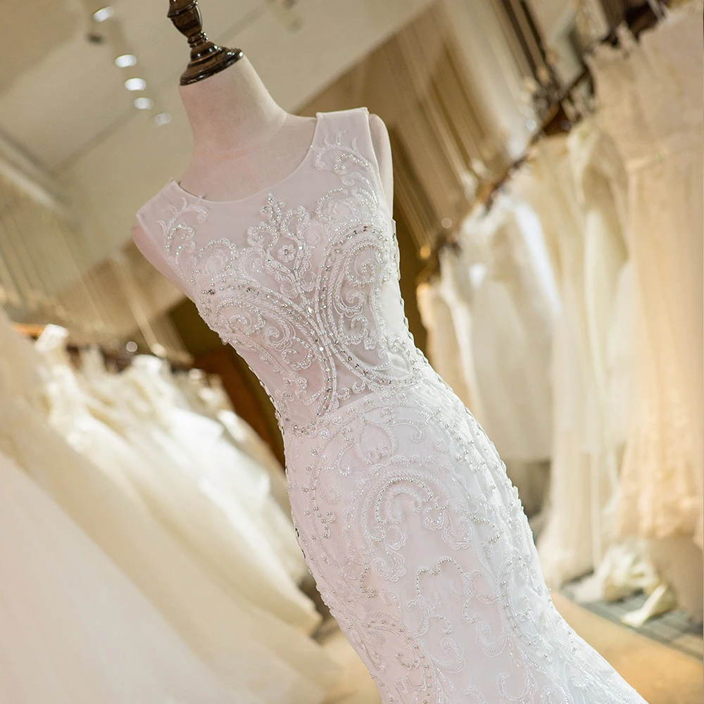 Кружевное Свадебное платье русалки цвета слоновой кости с кристаллами Новое