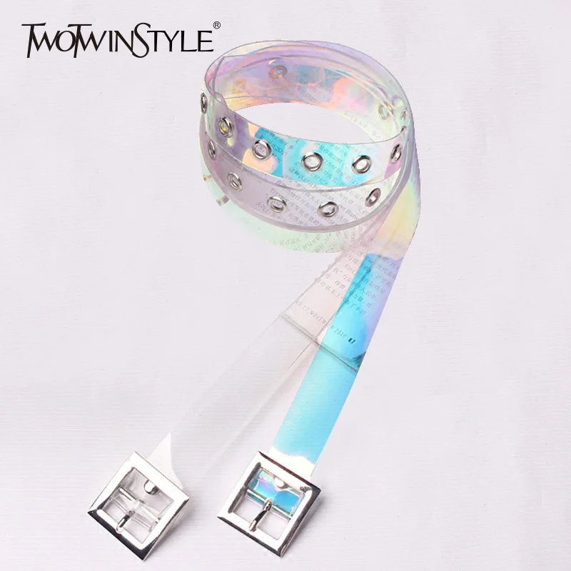 Женский прозрачный пояс TWOTWINSTYLE повседневный ремень из ПВХ в Корейском стиле