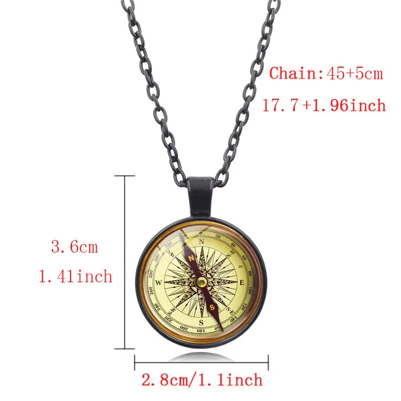 XUSHUI XJ Новая мода ретро Компас Кулон ожерелье искусство стеклянный купольный