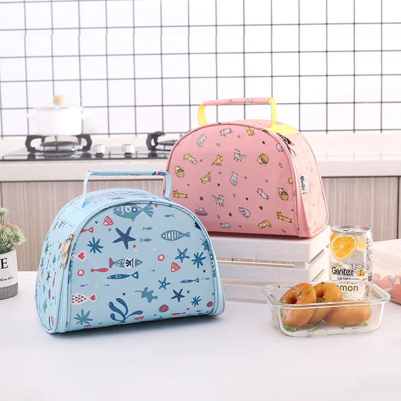 Kawaii Fish Rose, Портативные водонепроницаемые сумки на молнии для обеда, Женская Студенческая коробка для завтрака, термо сумка для офиса, школы, пикника, сумки-холодильники, Bolso