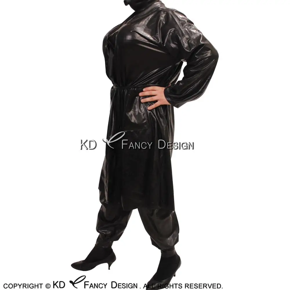 Пижама женская латексная с длинным рукавом и поясом YF 0068|pajamas pajamas|pajamas sexypajamas black |