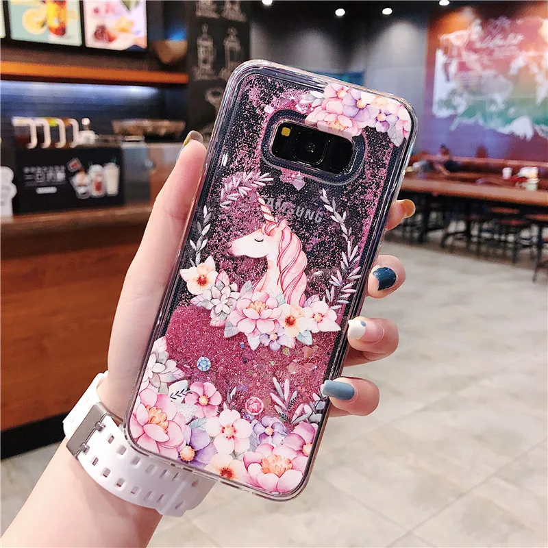 Динамичными плавающими жидкими Мягкая обложка для samsung Galaxy S5 S6 S6edeg s7 s8 s9 s10 A50 A30 A10