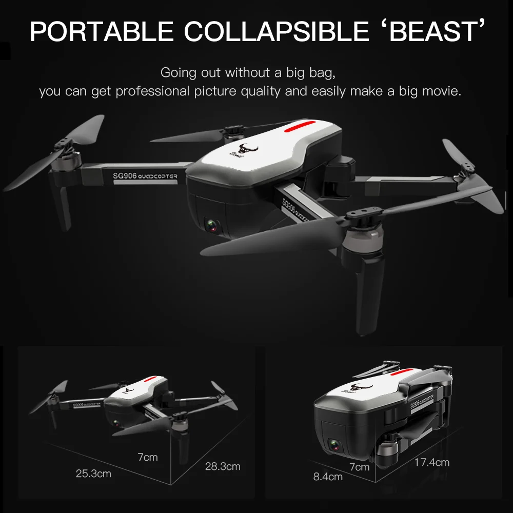 SG906GPS Бесщеточный 4 к RcDrone с камера Сумочка 5 г WifiFPV складной оптический поток позиционирования высота удержания RC Quadcopter Drone