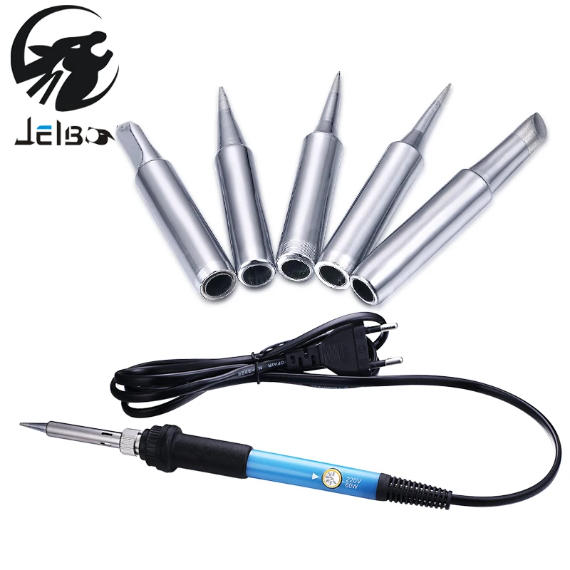 Jelbo ЕС Plug паяльник набор 220 В 60 Вт Регулируемый Температура Электрический ручка 5