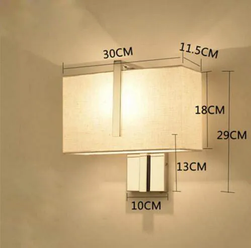 Настенный светодиодный абажур из нержавеющей стали и бежевой ткани