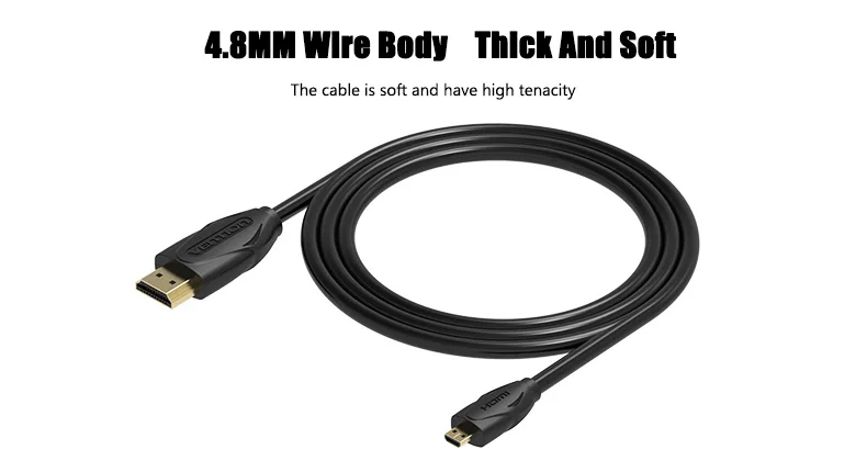 Vention Micro HDMI к HDMI кабель позолоченный HDMI 2,0 в 3D 1 м 1,5 м 2 м Высокое качество HDMI кабель адаптер для планшета HDTV камеры