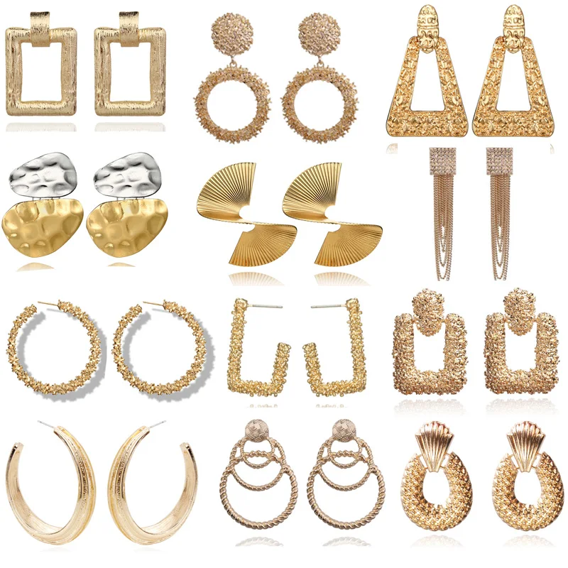 ZA металлические большие серьги капли для женщин золотые серебристые цветные