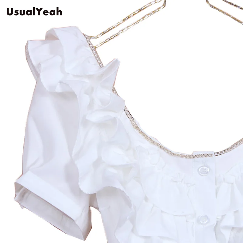 Женская блузка с коротким рукавом круглым вырезом и оборками|ruffle blouse|blouse fashiondesigner