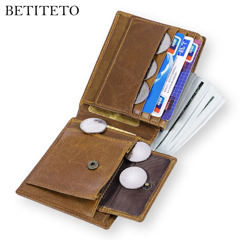 Бренд Betiteto RFID натуральная кожа кошелек для монет мужской Carteras тонкий Mini Walet Portmann