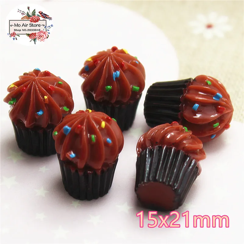 

Chocolate ice cream cup 10PCS dessert 3D Resin Flatback Cabochon Miniature food Art Supply Decoration Charm Craft DIY 15x21mm