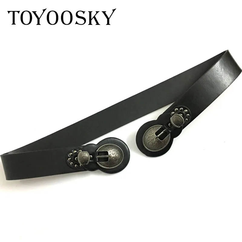 New Arrival Women wide belt Carved flower Double buckle belt adjust belt skinny belt for women girl Luxury Brand TOYOOSKY