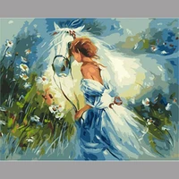 5d diy diamond painting beauty and white horse flower by numbers acrylic paint abstract modern wall painting for home decor gift