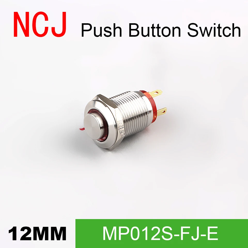 NCJ 12mm pins switch button Metal Push Button Switch IP67 Momentary With LED lamp 2A | Обустройство дома