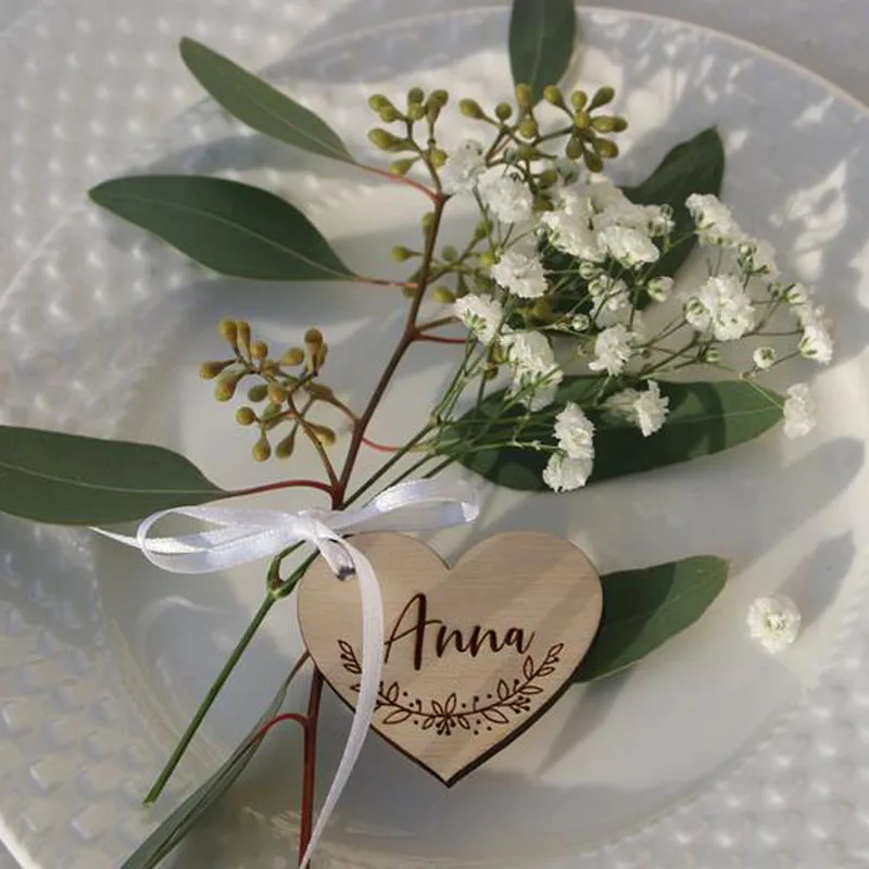 Пользовательские гравировка на дереве в форме сердца персонализированные