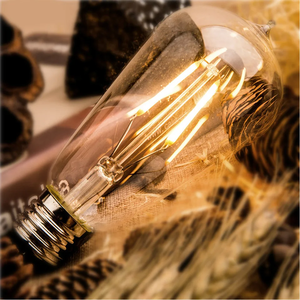GLSZ Edison ЛАМПЫ 4 Вт светодиодный лампы E27 ST64 лампа накаливания Эдисона 220V
