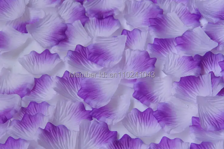 Бесплатная доставка 2000 шт./лот фиолетовые и белые шелковые лепестки роз для