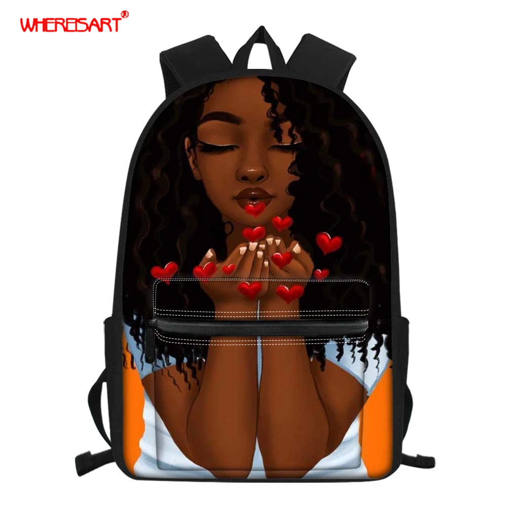 WHEREISART Африканский рюкзак для женщин на молнии карман школьные рюкзаки женская