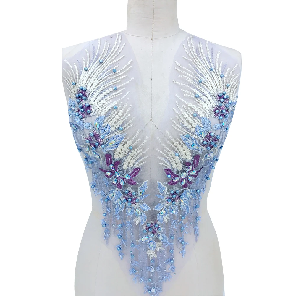 Ремесла Свадебная Кружевная аппликация Triming патчи украшение из бисера Свадебное