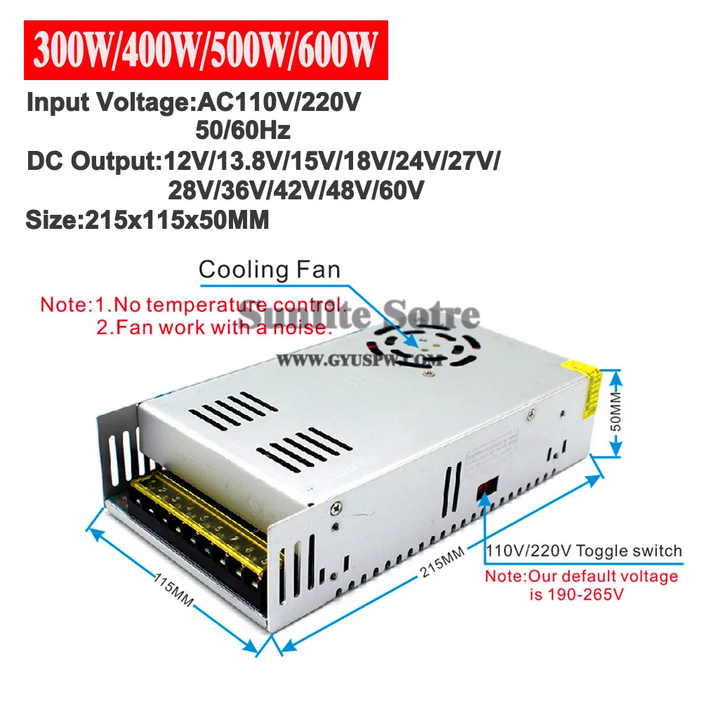 Блок питания DC12V 13,8 V 15 V 18 V 24 V 27 V 28 V 30 V 32 V 36 V 42 V 48 V 60 V 300 W 350 W 360 W 400 W 480 W 500 W 600 W трансформатор AC-DC импульсивный источник питания