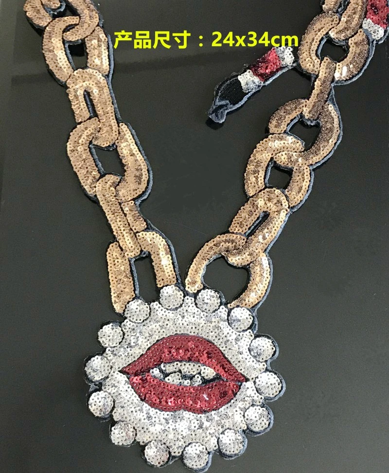 Нашивка змея с блестками на цепочке губы винтажная вышитая аппликация модное