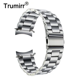 Ремешок из нержавеющей стали премиум класса для Samsung Gear S3 Classic Frontier, Смарт-часы, браслет на запястье, серебристый, черный