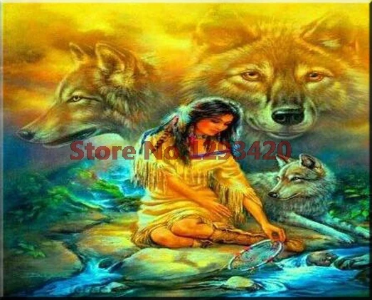 5D алмазная картина женская красота Алмазная вышивка волк полная Смола Стразы