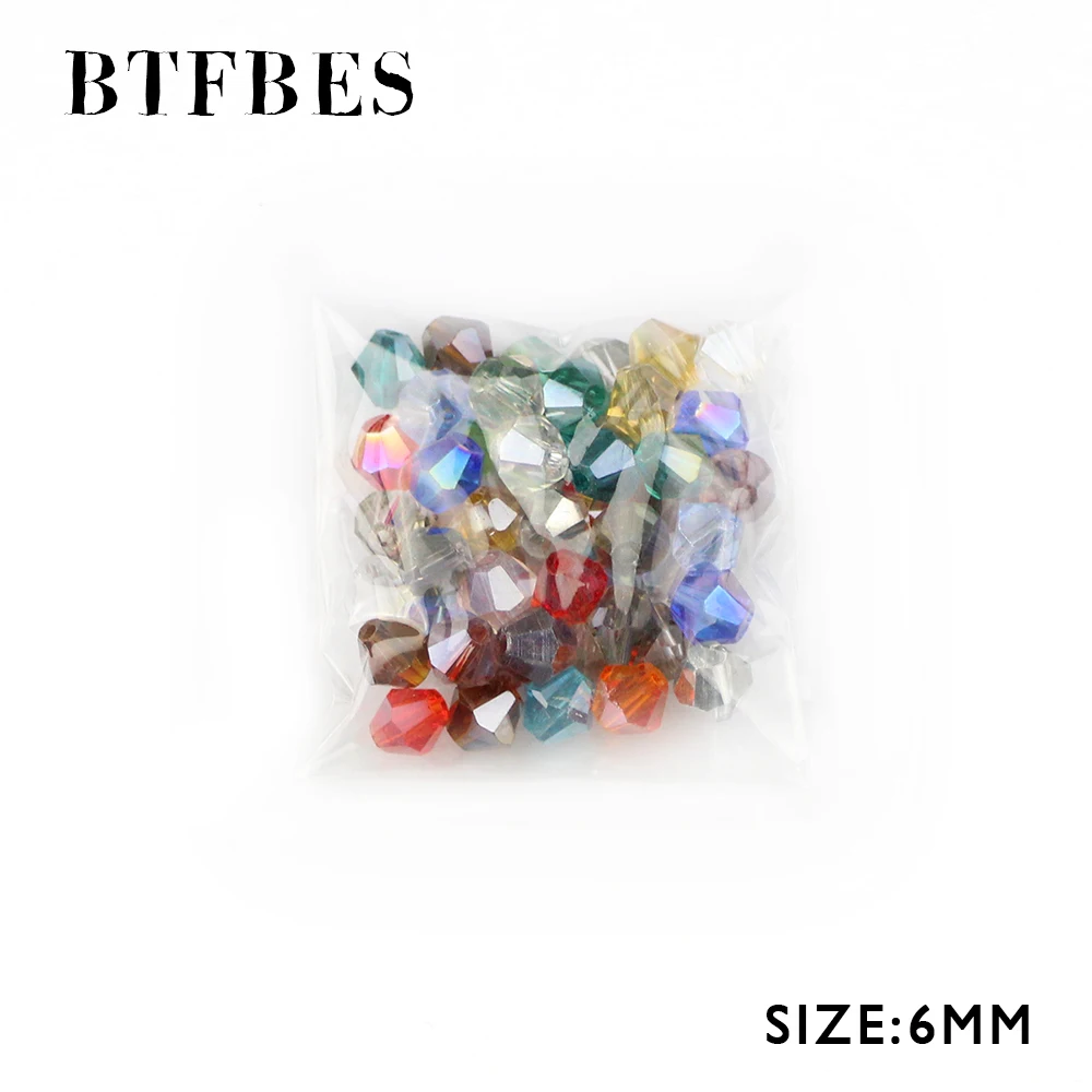 Конусная стеклянная бусина BTFBES 6 мм AB для биконусного велосипеда 50 шт свободная