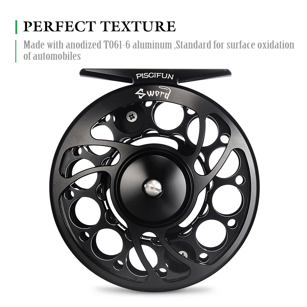 Piscifun Sword Fly Fishing Reel 3/4 5/6 7/8 9/10 WT CNC-machined Aluminum Alloy Reel Fly Fishing Tackle Black enlarge