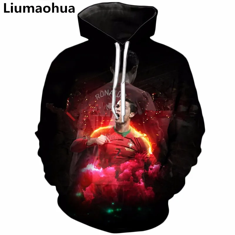 Liumaohua 2018 latest fashion men's hoodie Cristiano Ronaldo 3d printed hooded sweatshirt | Мужская одежда