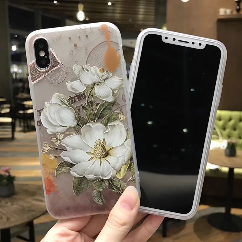 Силиконовый чехол VBNM для iPhone 7 8 Plus XS Max XR чехлы с цветочным принтом X 6 6S 5 SE мягкий из