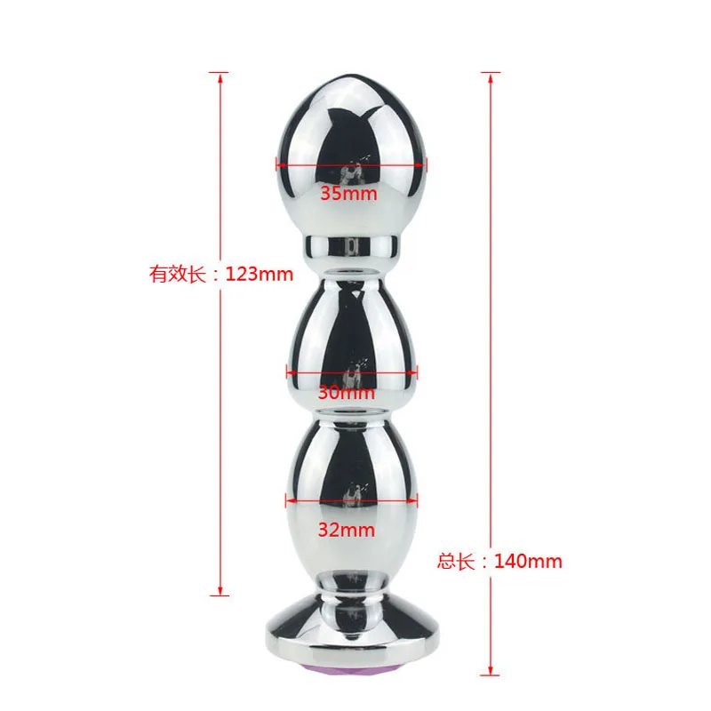 Большой Размеры драгоценный камень Анальная пробка Нержавеющая сталь длинные