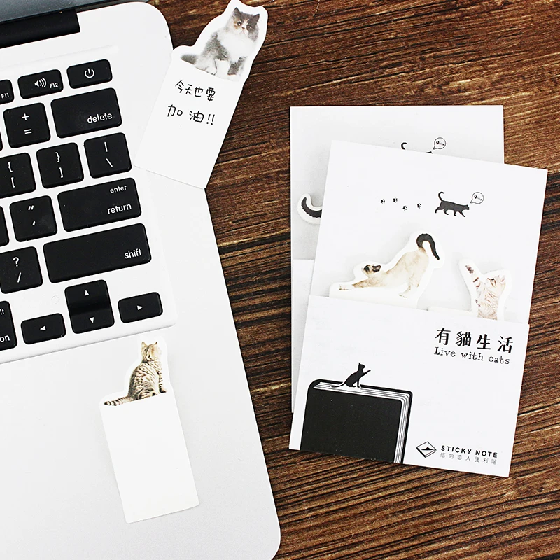 

4 Pcs/Lot Cute Cat Sticky Note Memo Pad Post Diary Planner Sticker Office School Supplies F677
