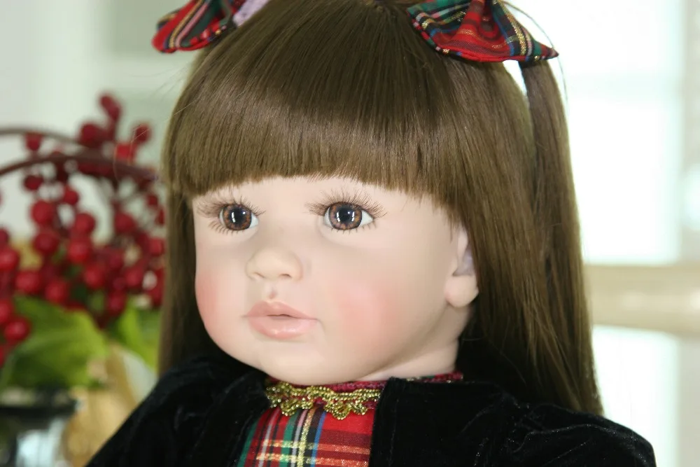 DollMai bebes reborn длинные волосы принцесса малыш девочка силиконовые baby куклы 24 &quot60 см