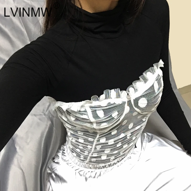 LVINMW сексуальный горошек с принтом рюшами сетка Прозрачный облегающий костюм 2019